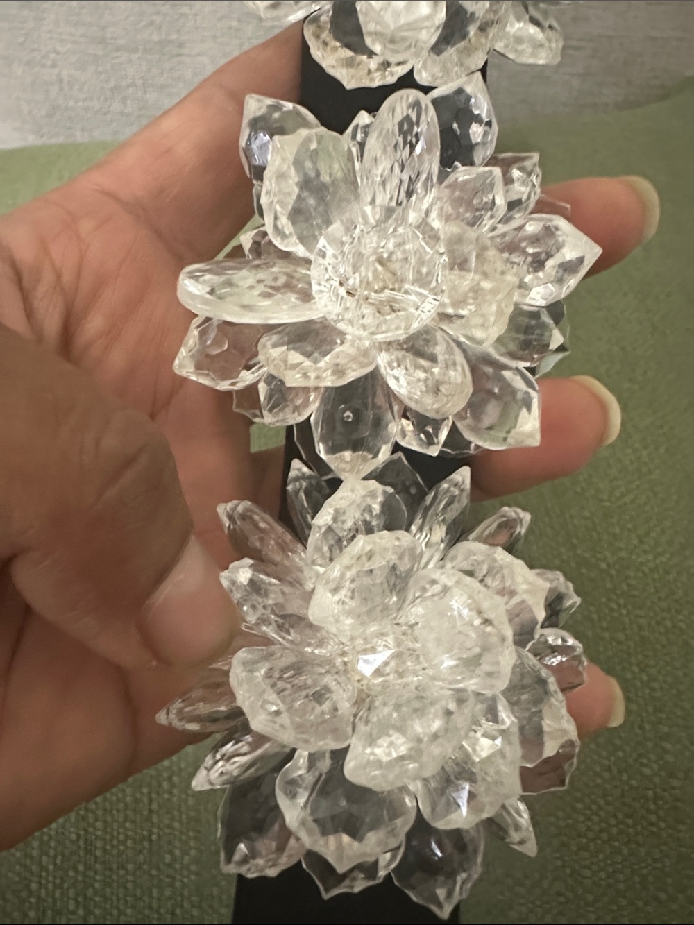 Crystal Floral Cluster Belt - Black with Clear Accents - Picture 2 of 9